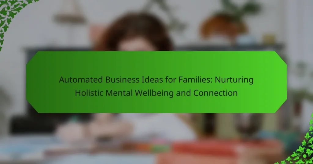 Automated Business Ideas for Families: Nurturing Holistic Mental Wellbeing and Connection