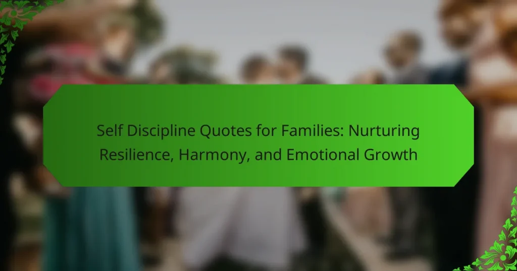 Self Discipline Quotes for Families: Nurturing Resilience, Harmony, and Emotional Growth
