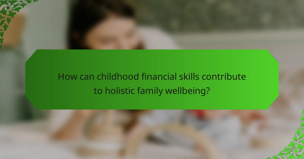 How can childhood financial skills contribute to holistic family wellbeing?