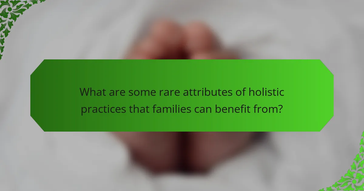 What are some rare attributes of holistic practices that families can benefit from?