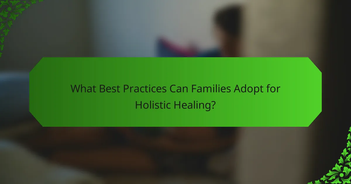What Best Practices Can Families Adopt for Holistic Healing?