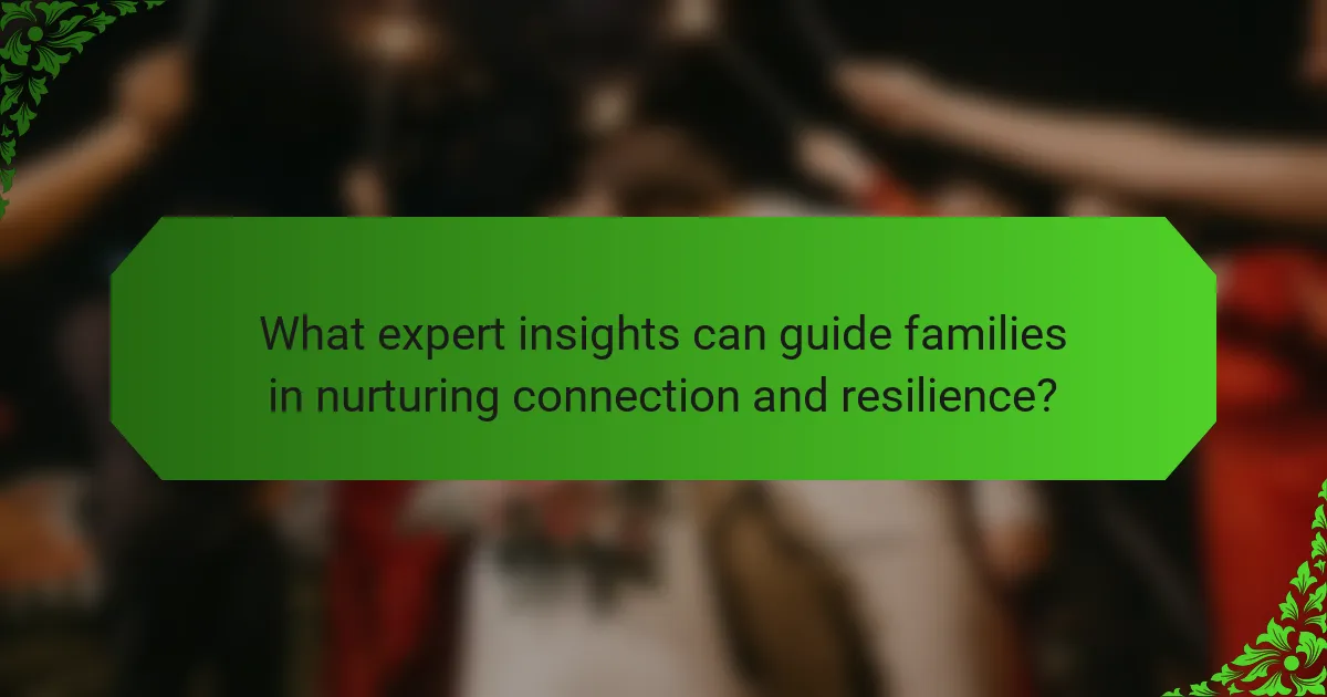 What expert insights can guide families in nurturing connection and resilience?