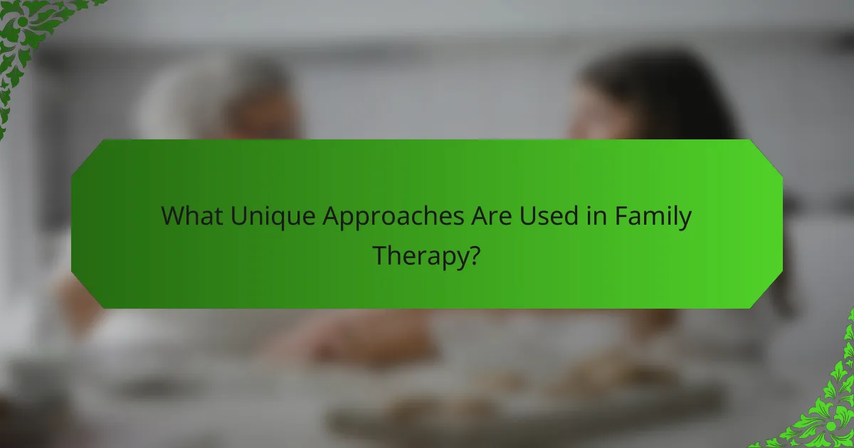 What Unique Approaches Are Used in Family Therapy?