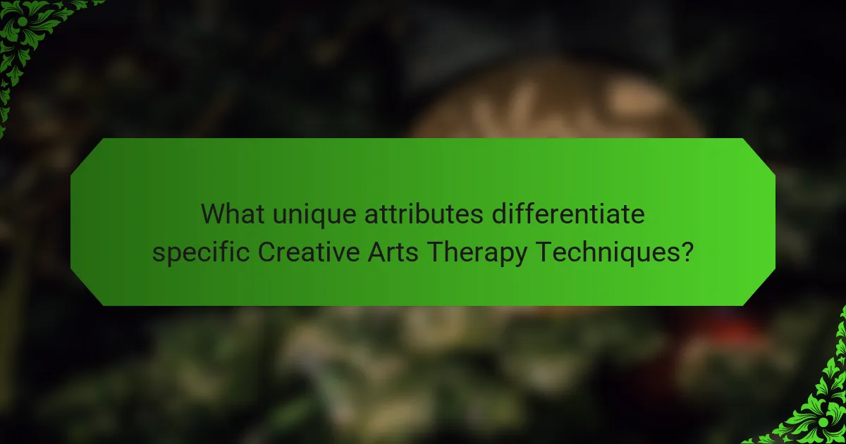 What unique attributes differentiate specific Creative Arts Therapy Techniques?