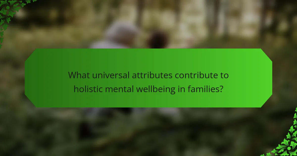 What universal attributes contribute to holistic mental wellbeing in families?